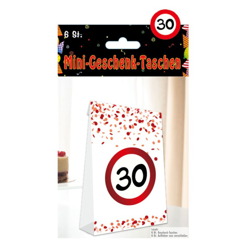 Udo Schmidt Mini-Geschenk-Tasche 30 Papier 6-tlg dekorative Partytüten zum 18 Geburtstag